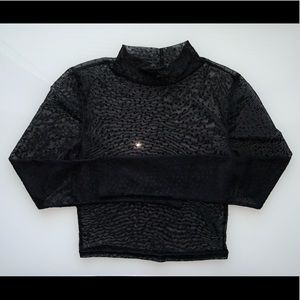 Mesh log sleeve mock neck with stars
